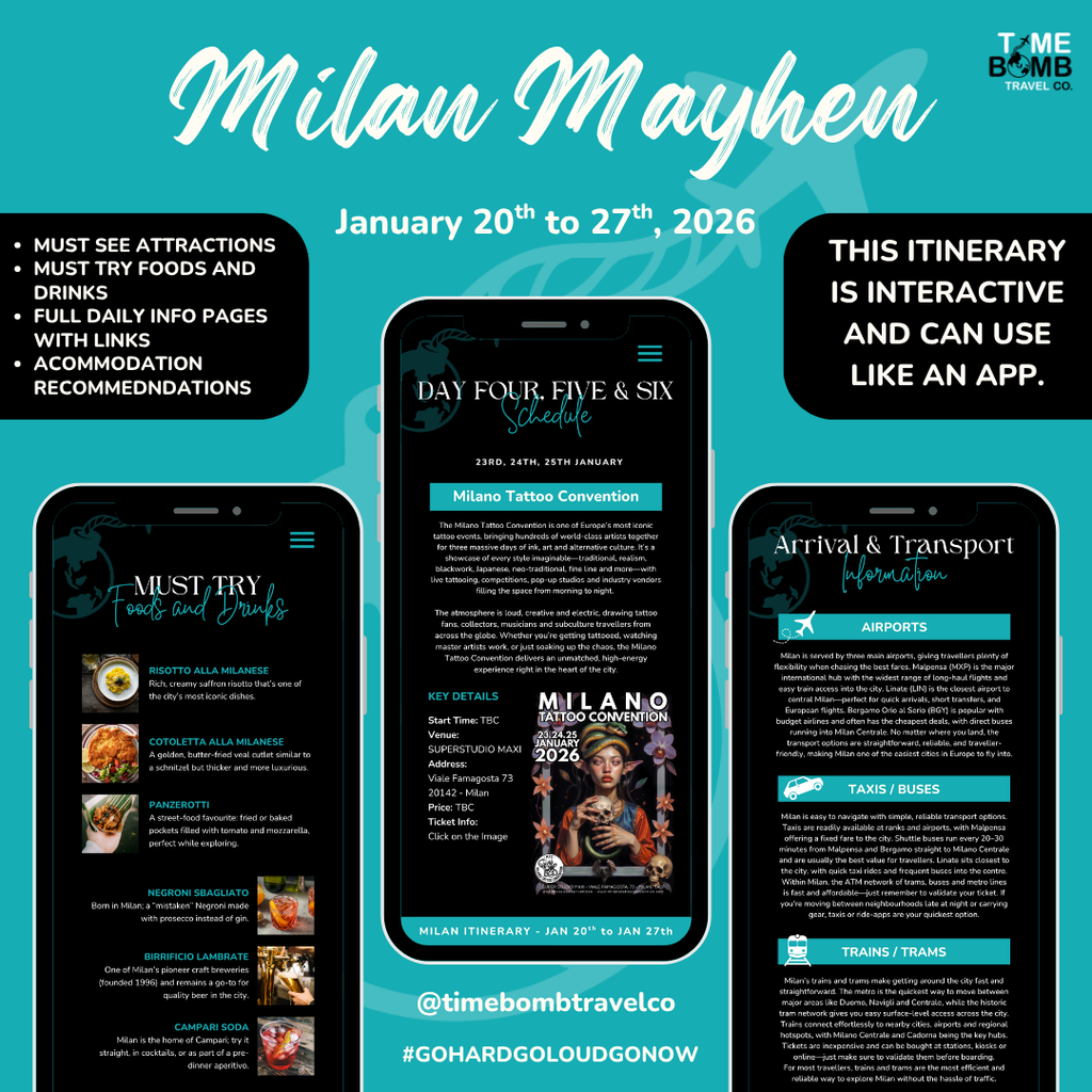 MILAN MAYHEM TRAVEL ITINERARY - 20th to 27th January, 2026