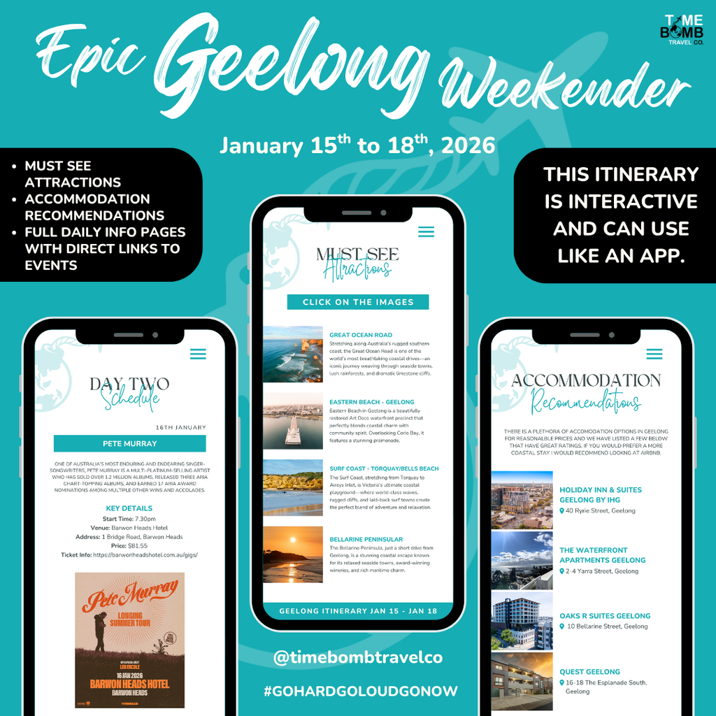 GEELONG EPIC WEEKENDER ITINERARY – 15th to 18th January, 2026